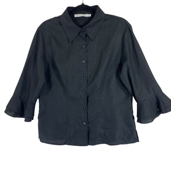 Melanie Lyme Chic Black Button Down linen Shirt for Women size medium - Picture 3 of 10
